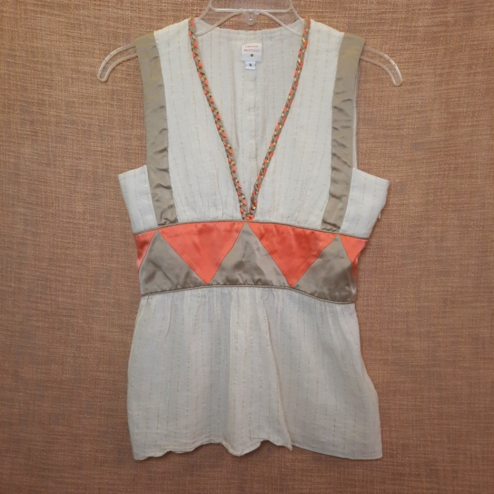 Anthro Embellished Silk Cotton Blouse